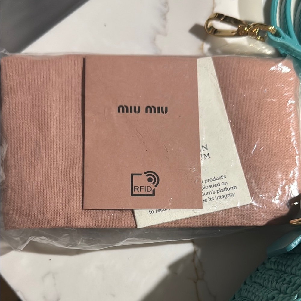 Miu Miu Teal Raffia Bag NWT - Picture 2 of 6